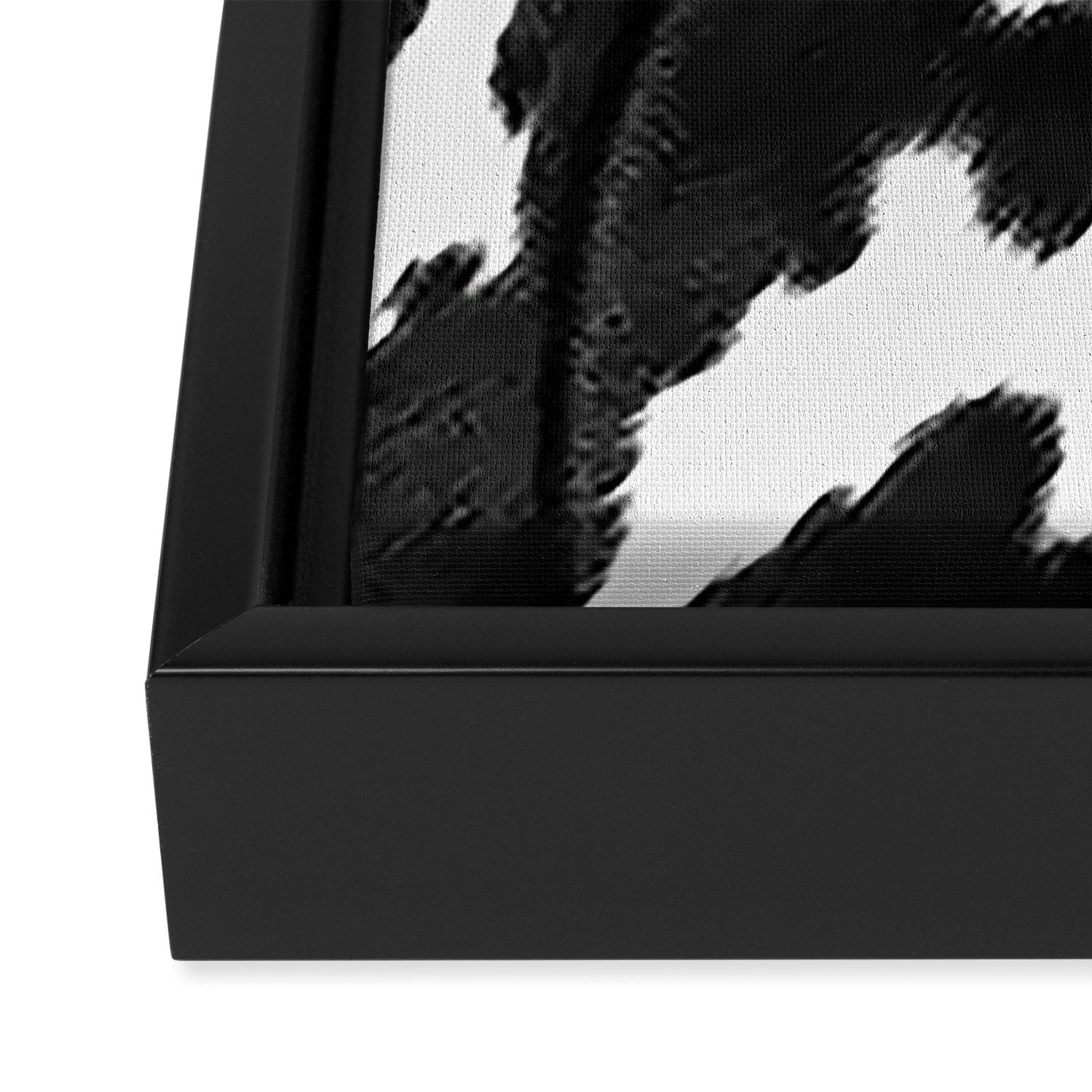 Black and White Rustic Cow Print Framed Canvas Print Gallery Image 3