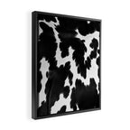 Black and White Rustic Cow Print Framed Canvas Print Gallery Image 2