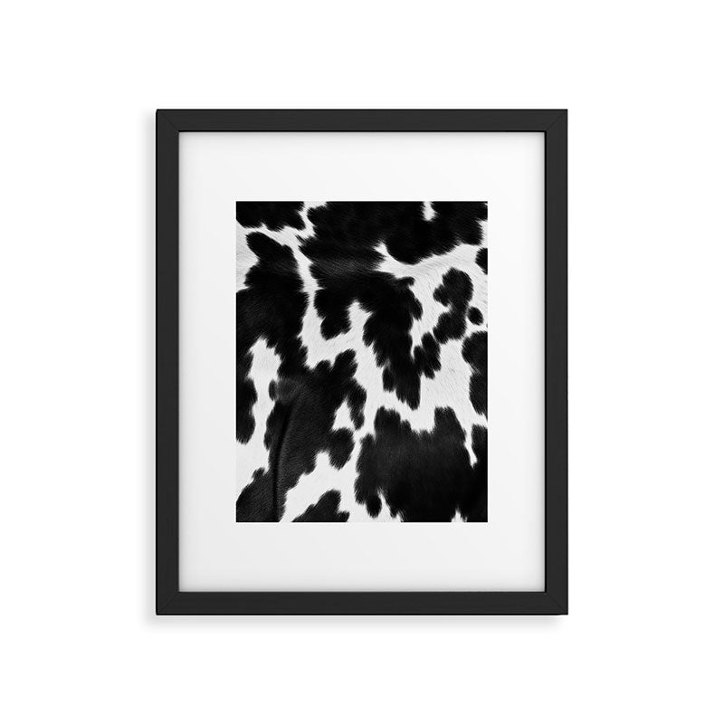 Black and White Rustic Cow Print Framed Art Print Gallery Image 4
