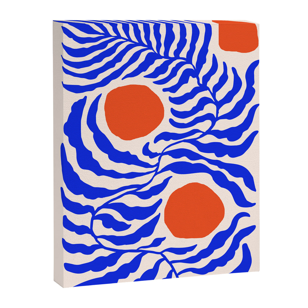 Blue and Orange Abstract Leaf Canvas Print Gallery Image 6