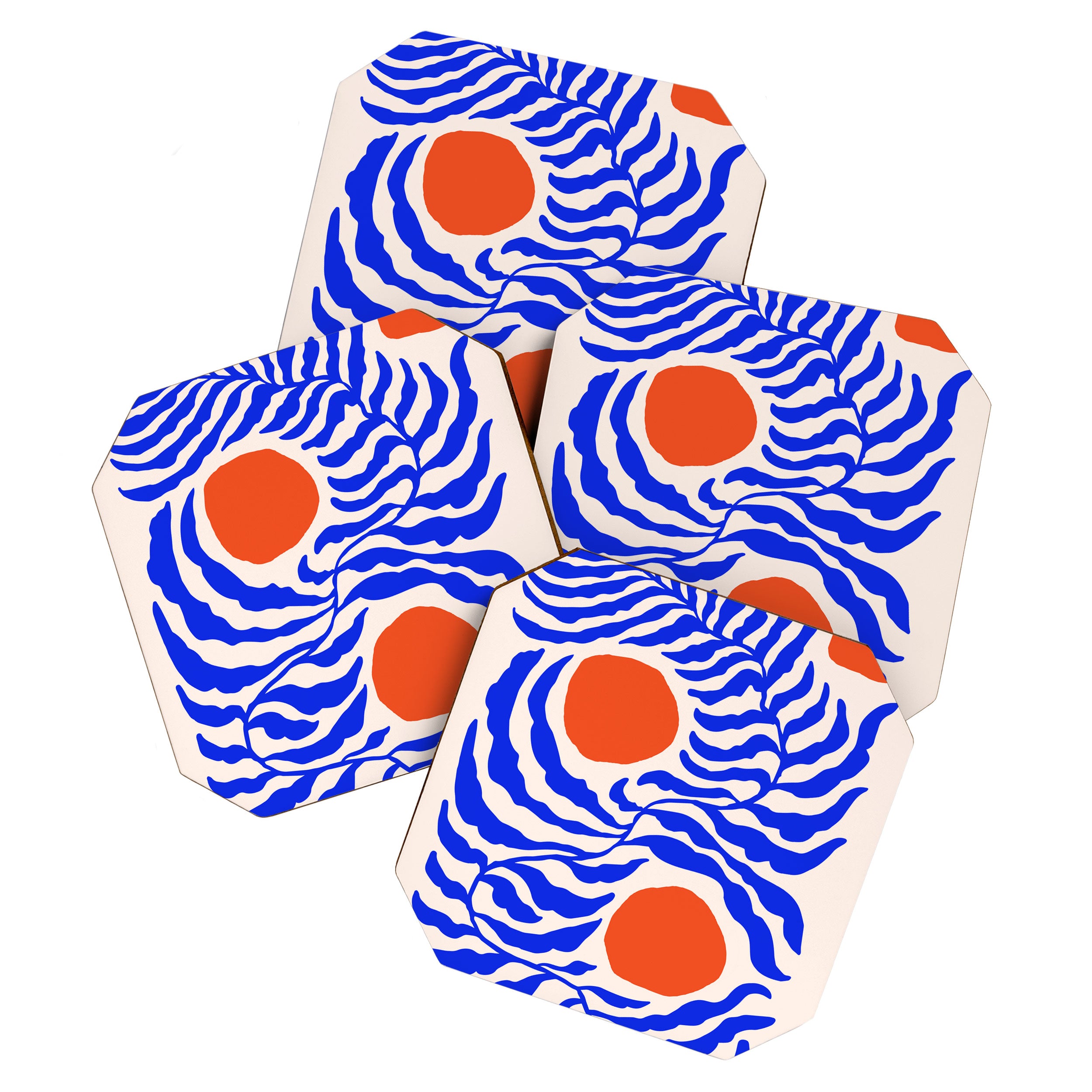 Blue and Orange Abstract Leaf Coaster Gallery Image 1