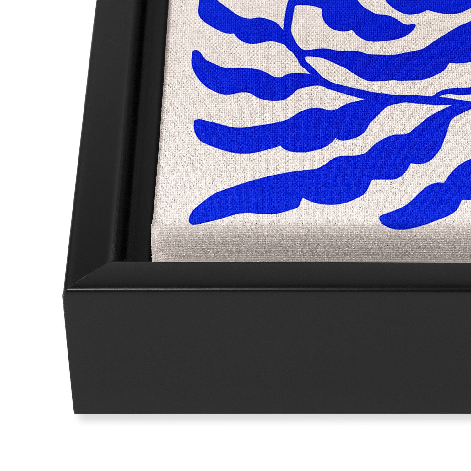 Blue and Orange Abstract Leaf Framed Canvas Print Gallery Image 3