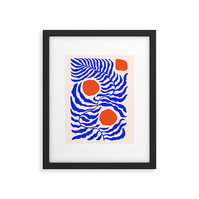 Blue and Orange Abstract Leaf Framed Art Print Gallery Image 5
