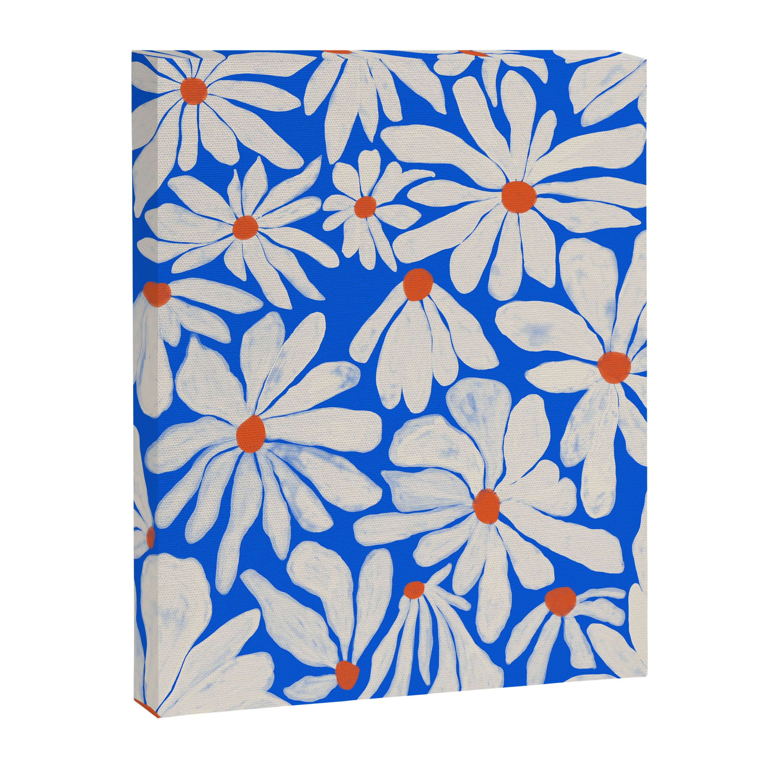 Boho Daisies on Indigo Blue Canvas Print Gallery Image 6