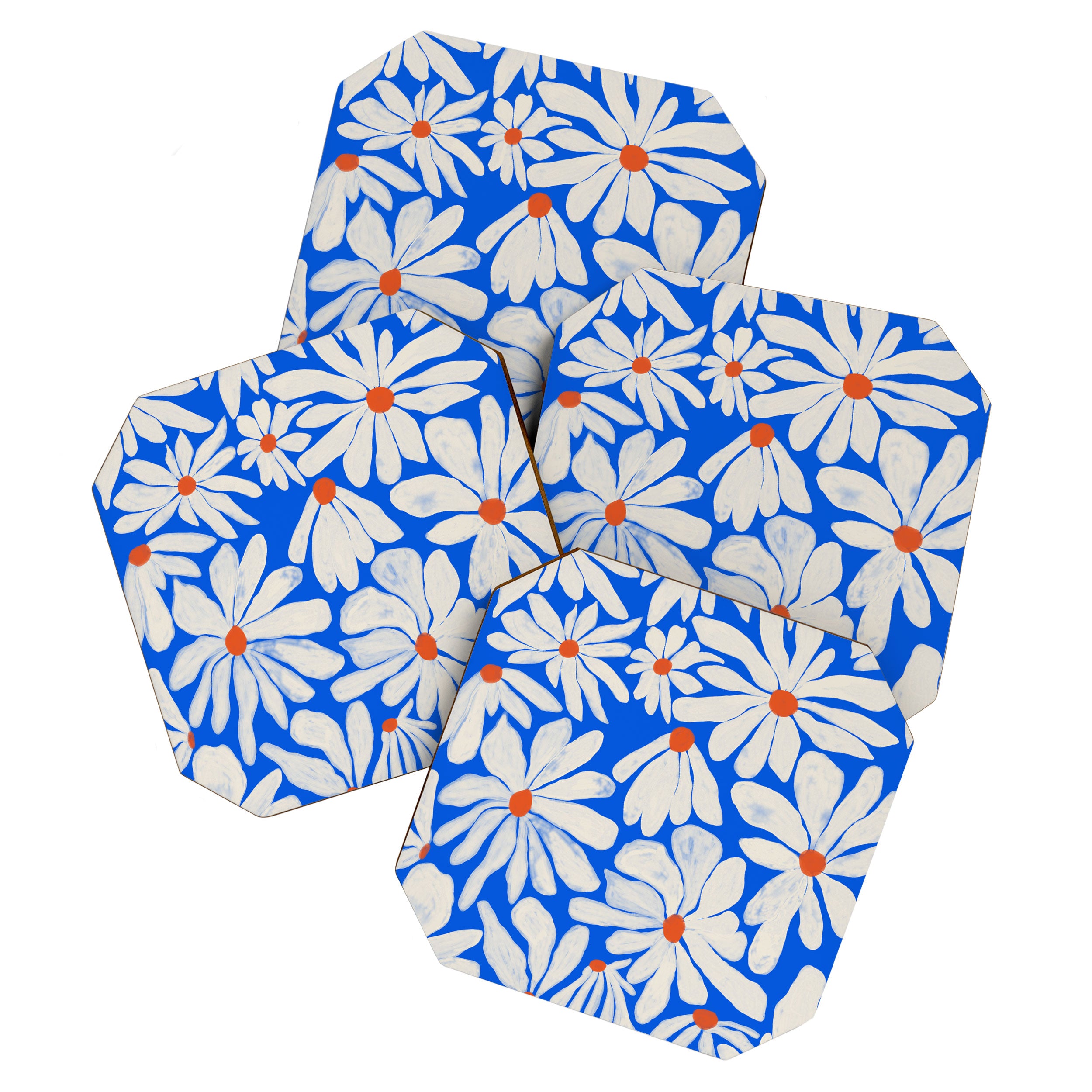 Boho Daisies on Indigo Blue Coaster Gallery Image 1