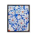 Boho Daisies on Indigo Blue Framed Canvas Print Gallery Image 6