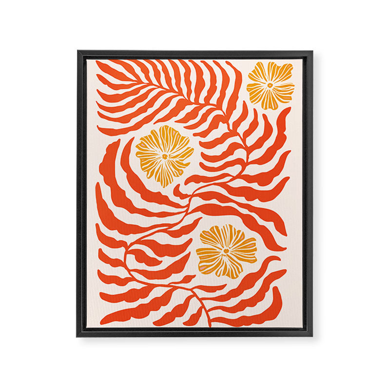 Burnt Orange Leaves and Flowers Framed Canvas Print Gallery Image 6