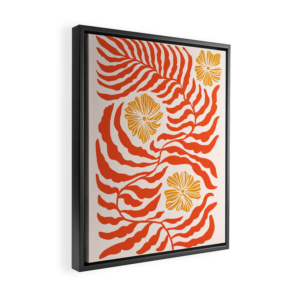 Burnt Orange Leaves and Flowers Framed Canvas Print Gallery Image 2