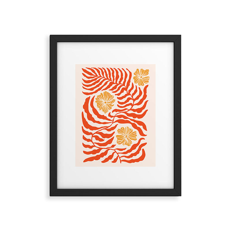 Burnt Orange Leaves and Flowers Framed Art Print Gallery Image 5