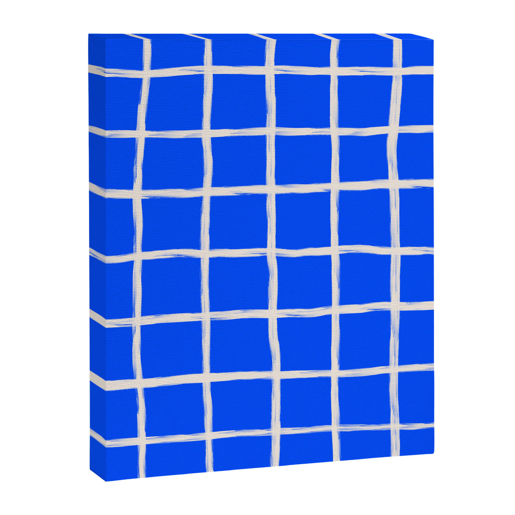 Cobalt Blue Checker Grid Canvas Print Gallery Image 8