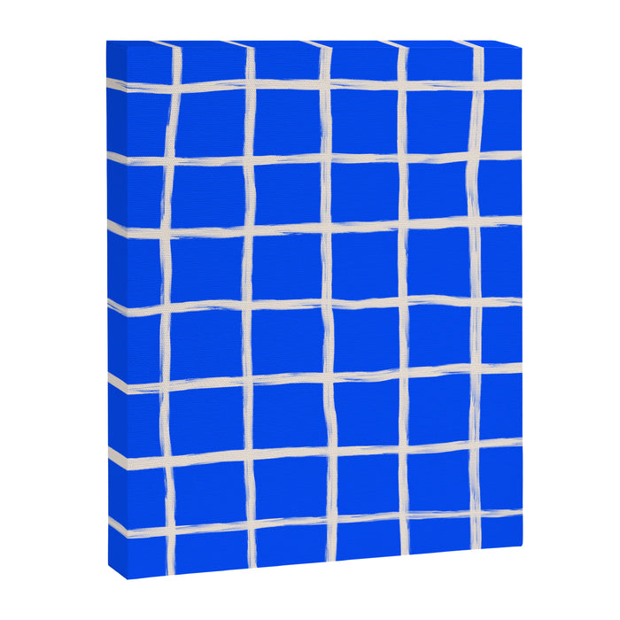 Cobalt Blue Checker Grid Canvas Print Gallery Image 1