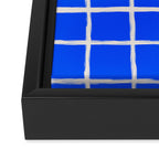 Cobalt Blue Checker Grid Framed Canvas Print Gallery Image 3