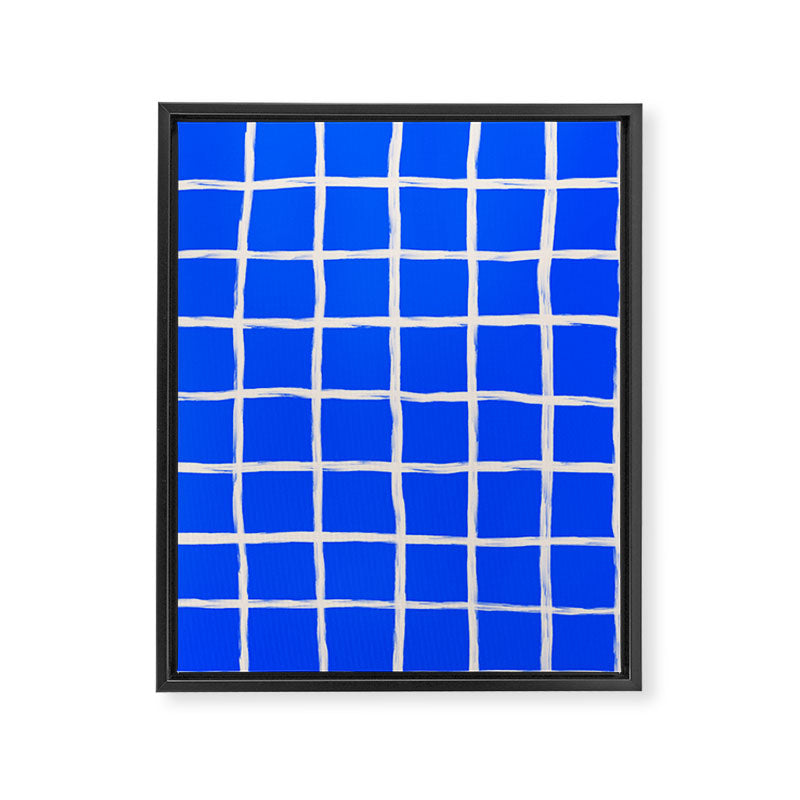 Cobalt Blue Checker Grid Framed Canvas Print Gallery Image 8