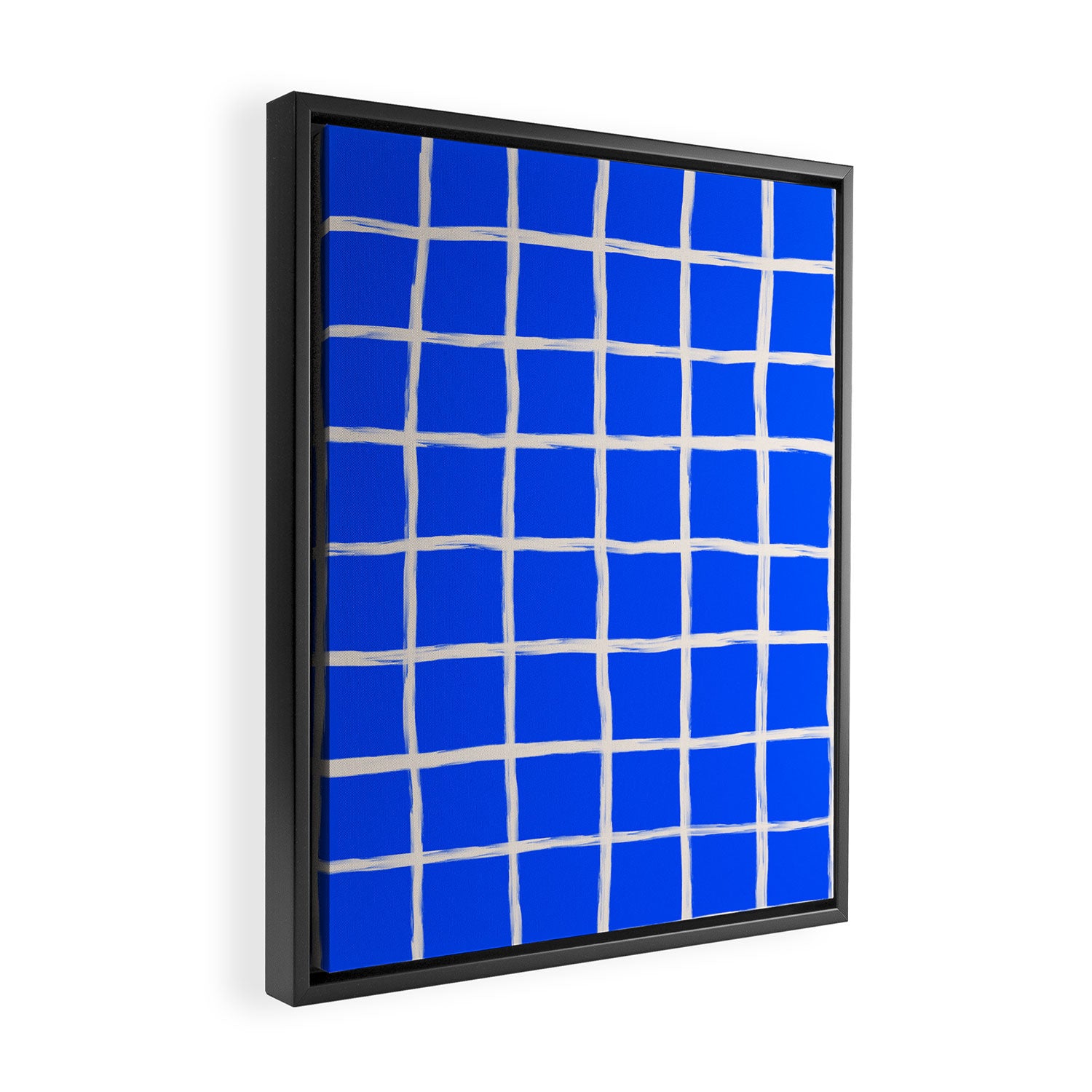 Cobalt Blue Checker Grid Framed Canvas Print Gallery Image 2