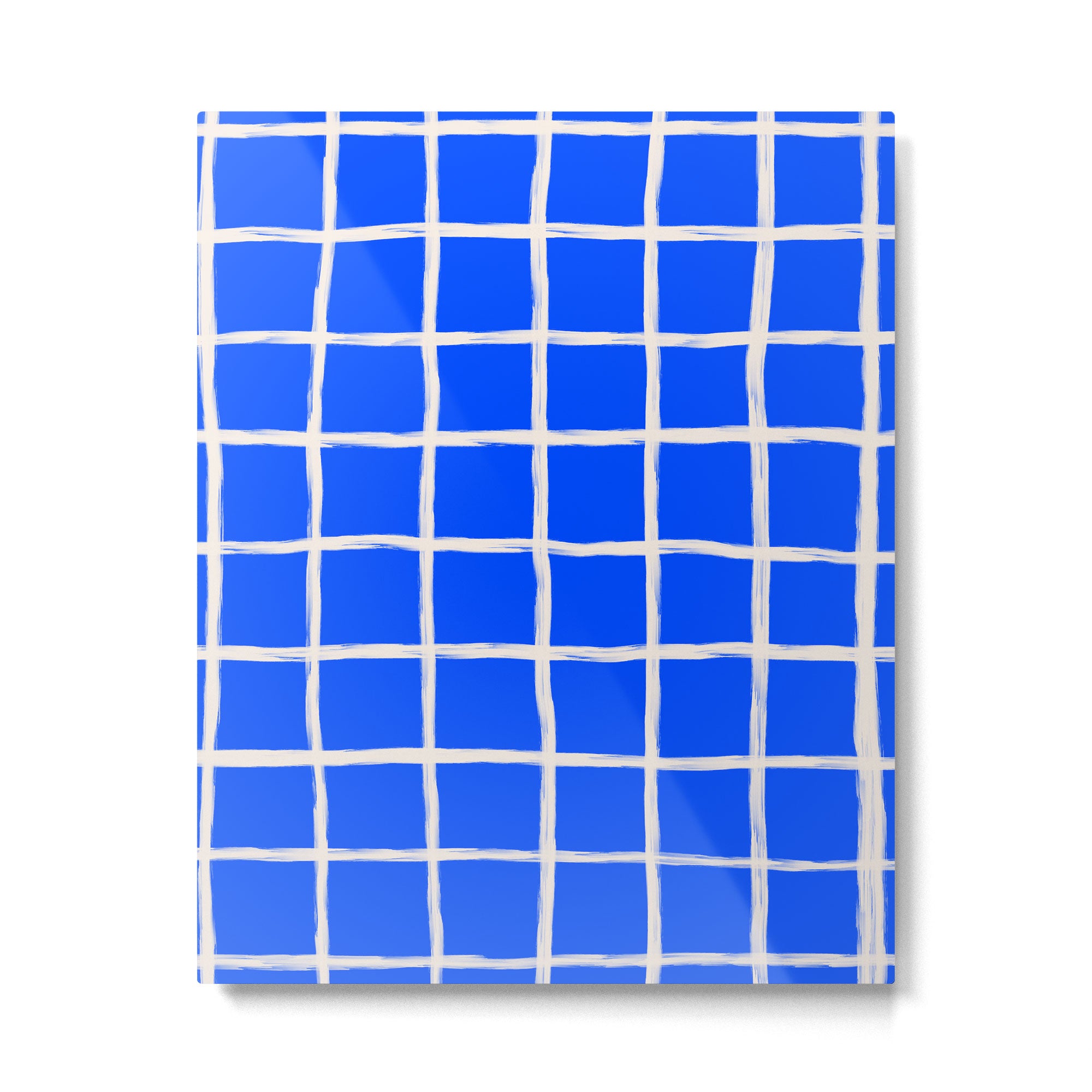 Cobalt Blue Checker Grid Metal Print Gallery Image 6