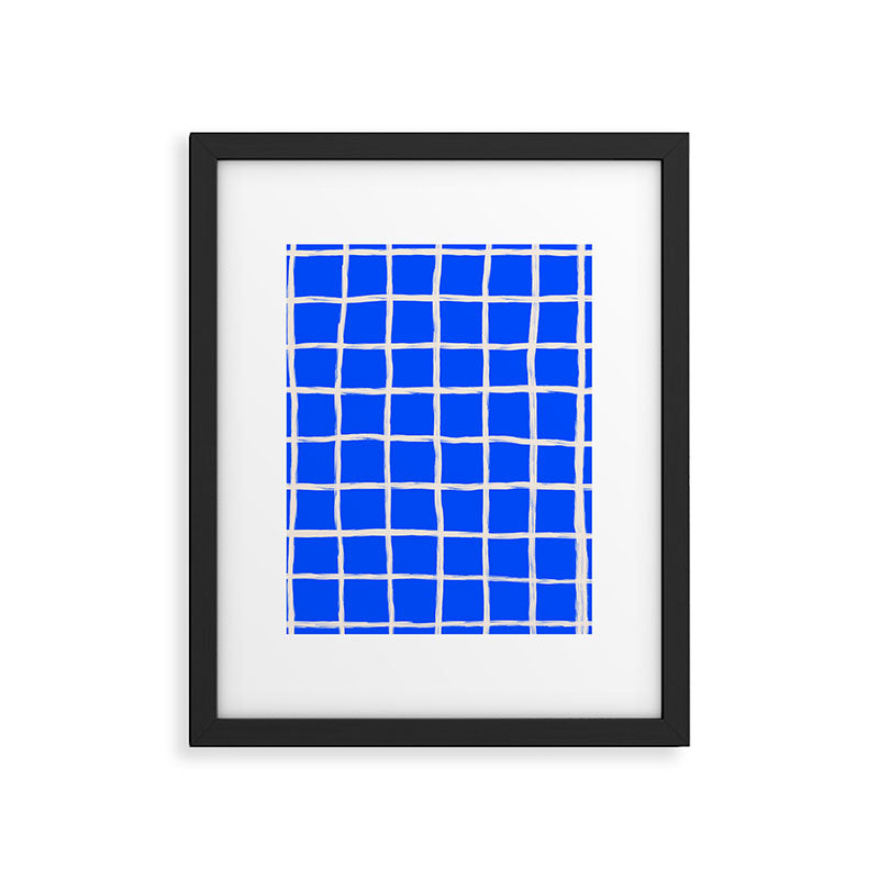 Cobalt Blue Checker Grid Framed Art Print Gallery Image 6