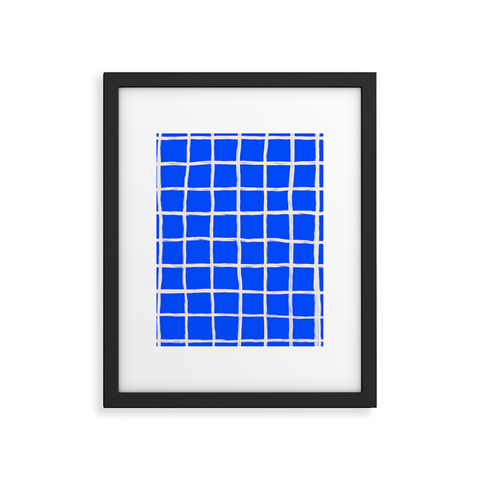 Cobalt Blue Checker Grid Framed Art Print Gallery Image 1