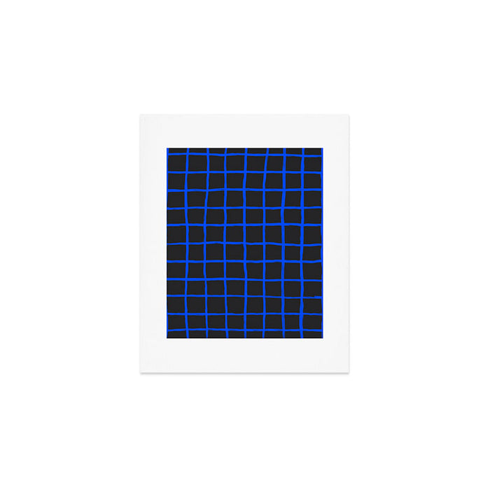 Cobalt Blue Grid over Charcoal Black Art Print Gallery Image 1