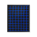 Cobalt Blue Grid over Charcoal Black Framed Canvas Print Gallery Image 8
