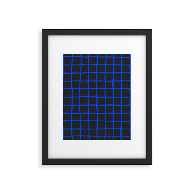 Cobalt Blue Grid over Charcoal Black Framed Art Print Gallery Image 6
