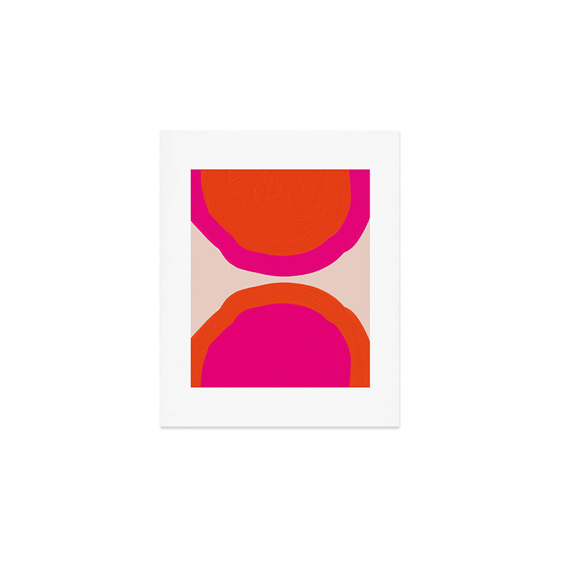 Curved Trajectories (Fuchsia Pink and Orange) Art Print Gallery Image 1