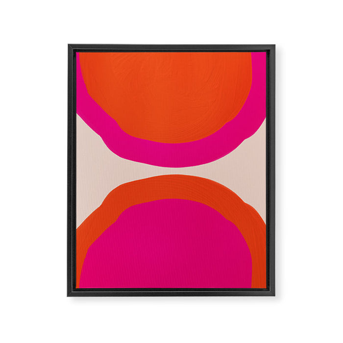 Curved Trajectories (Fuchsia Pink and Orange) Framed Canvas Print Gallery Image 1