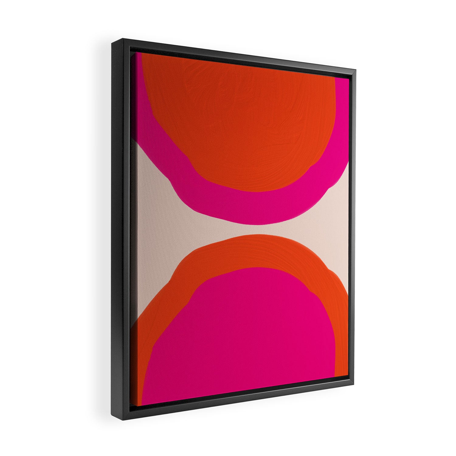 Curved Trajectories (Fuchsia Pink and Orange) Framed Canvas Print Gallery Image 2