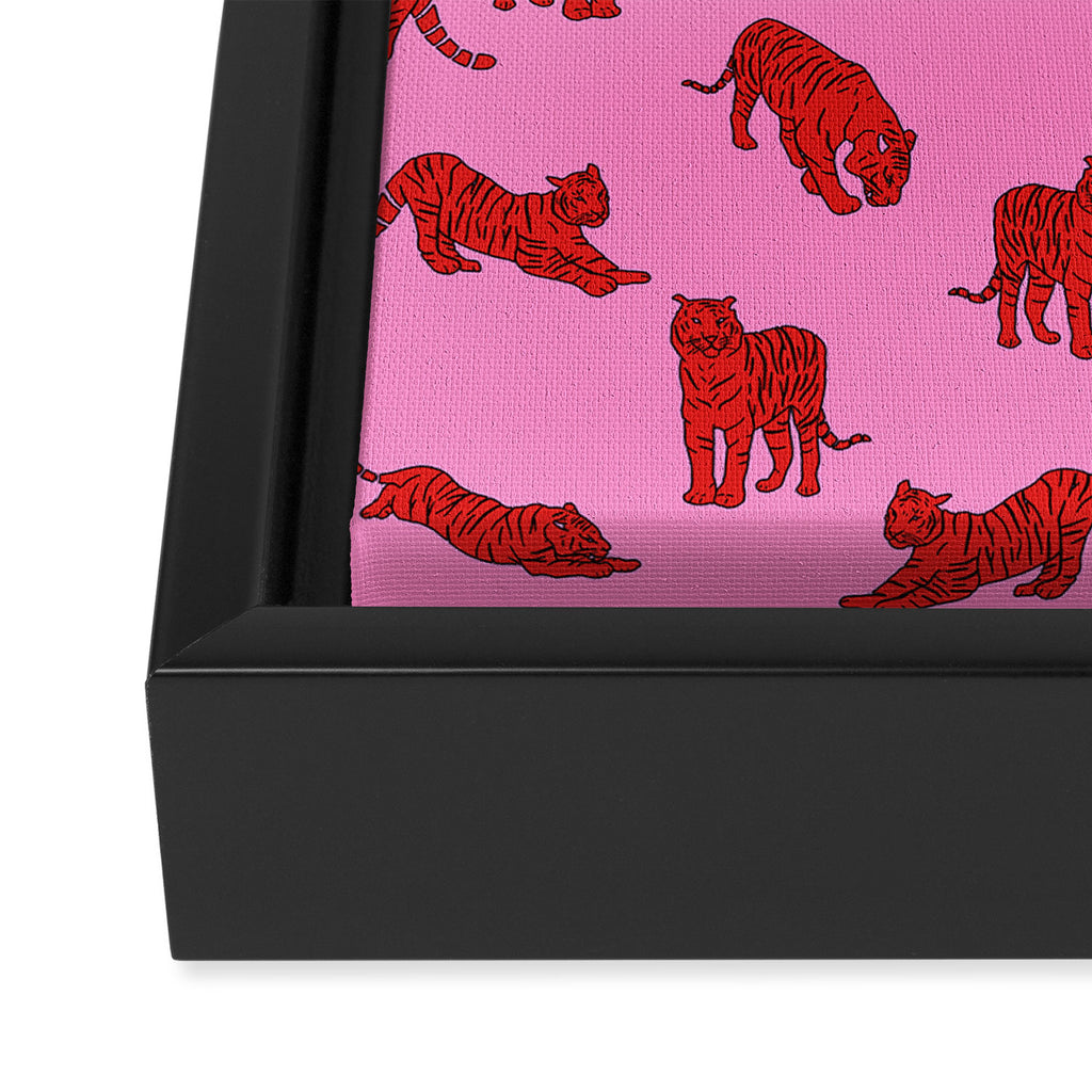 Exotic Pink + Red Wildcats Framed Canvas Print Gallery Image 3