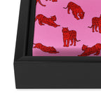 Exotic Pink + Red Wildcats Framed Canvas Print Gallery Image 3