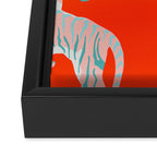 Exotic Pink Tigers on Bold Orange Animal Pattern Framed Canvas Print Gallery Image 3