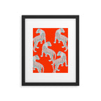 Exotic Pink Tigers on Bold Orange Animal Pattern Framed Art Print Gallery Image 5
