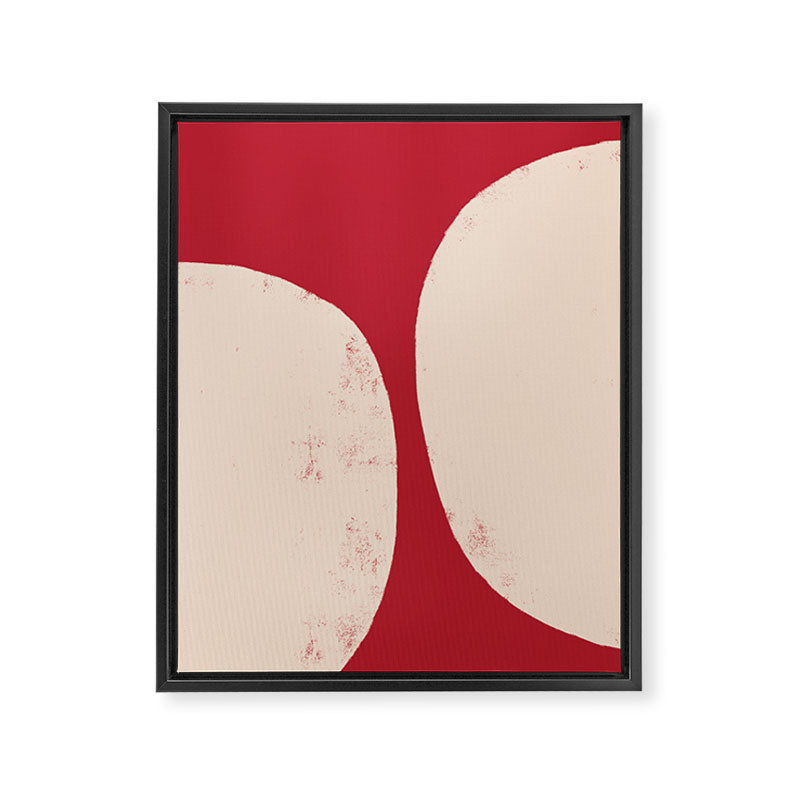 Half-Circle Shapes on Red Framed Canvas Print Gallery Image 6