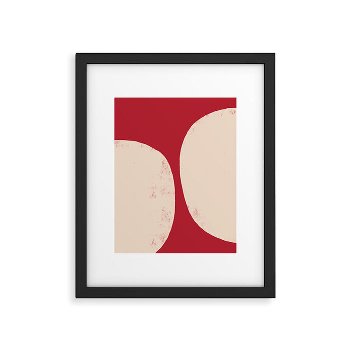 Half-Circle Shapes on Red Framed Art Print Gallery Image 1