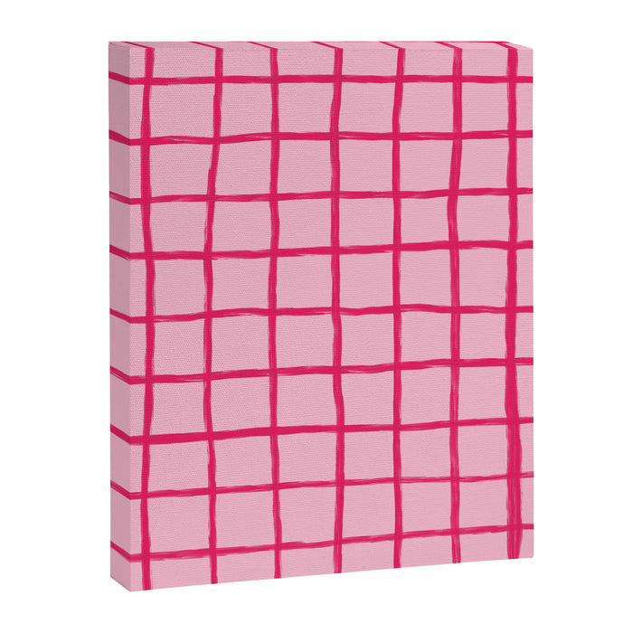 Hot Pink on Blush Checkered Grid Canvas Print Gallery Image 1
