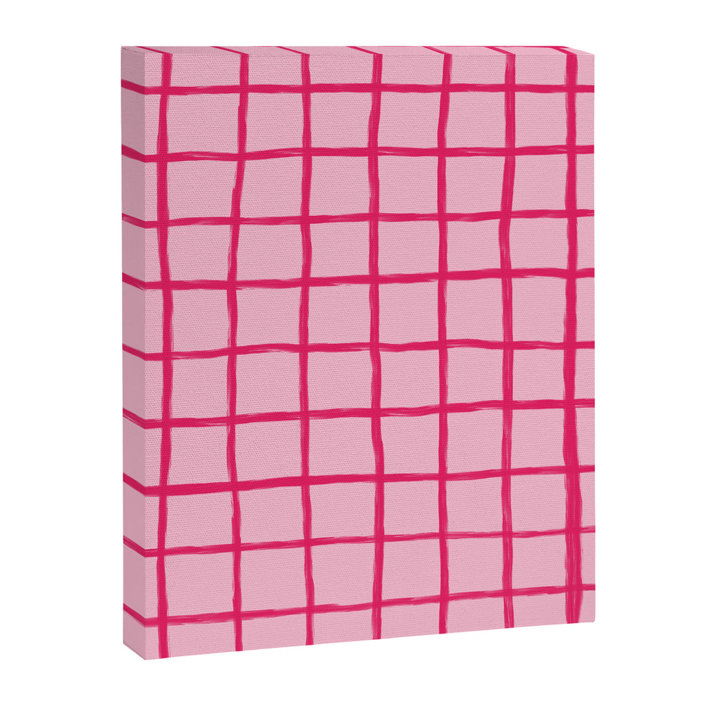 Hot Pink on Blush Checkered Grid Canvas Print Gallery Image 8