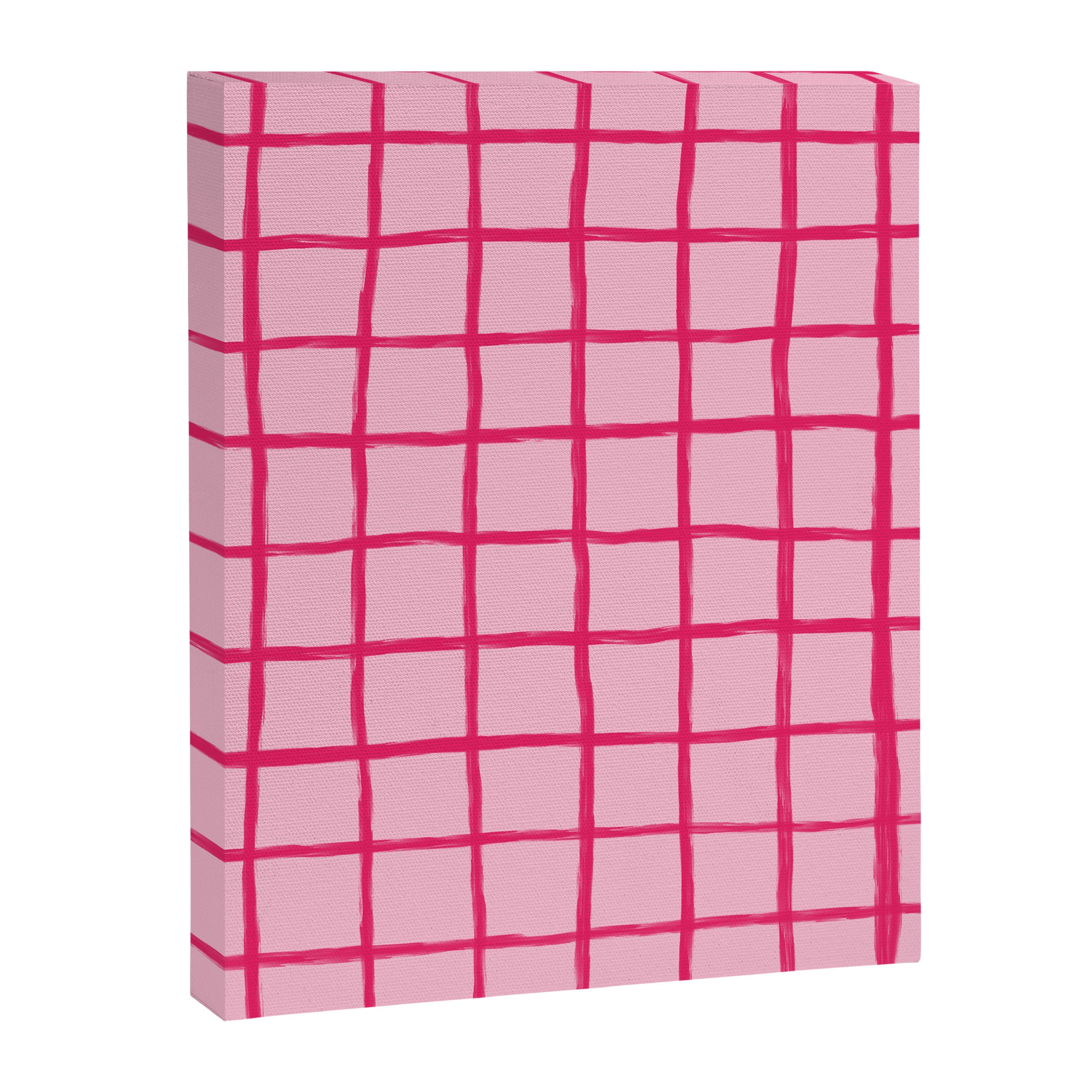 Hot Pink on Blush Checkered Grid Canvas Print Gallery Image 8