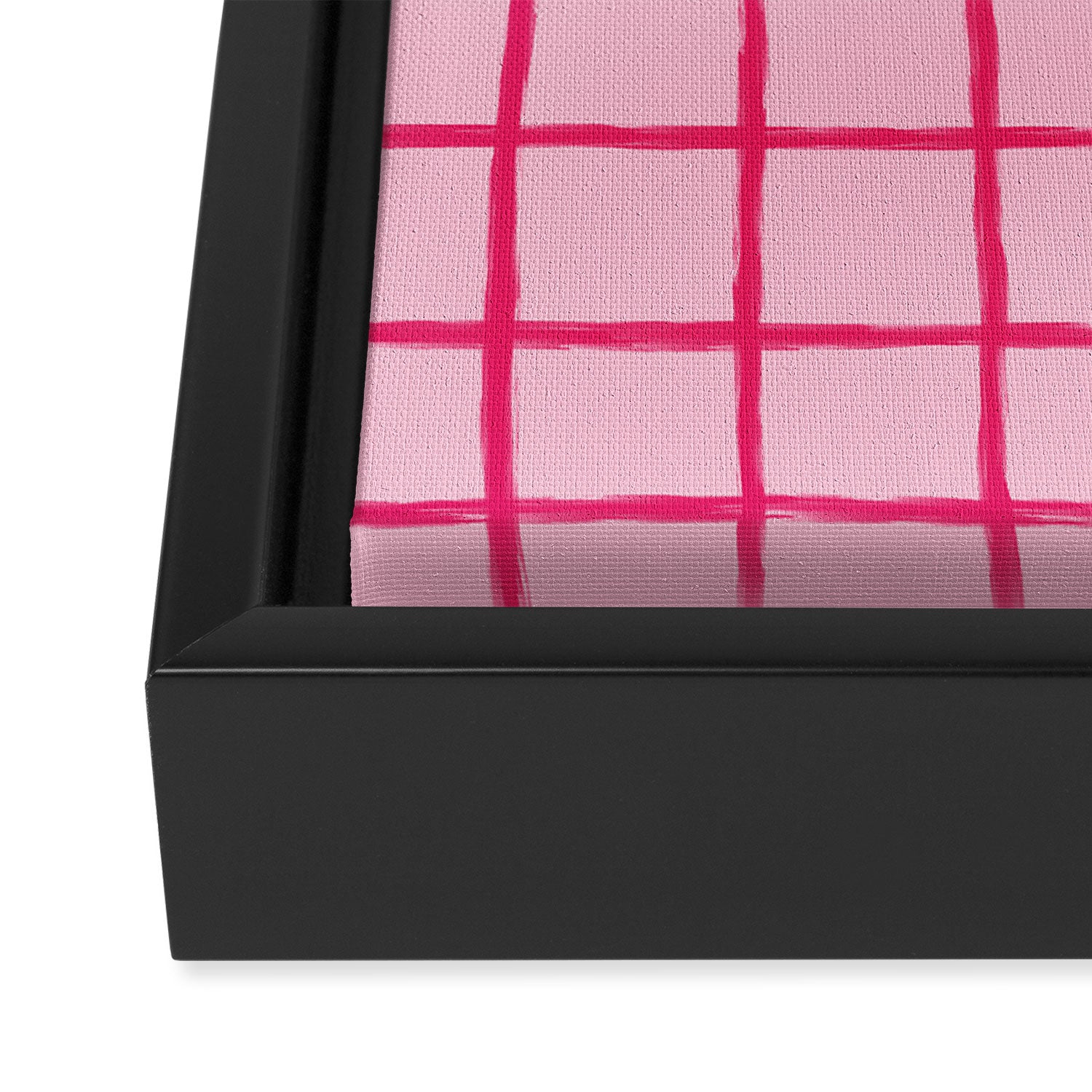 Hot Pink on Blush Checkered Grid Framed Canvas Print Gallery Image 3