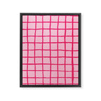 Hot Pink on Blush Checkered Grid Framed Canvas Print Gallery Image 8