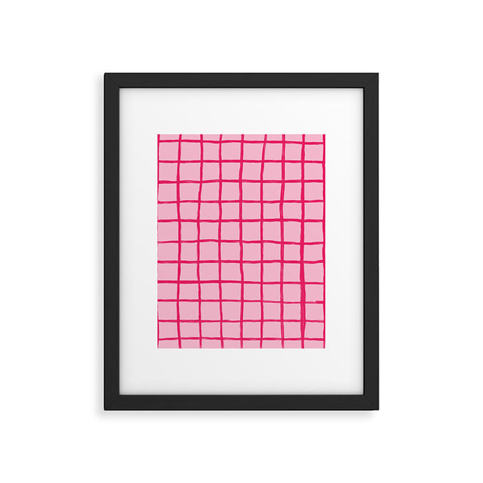 Hot Pink on Blush Checkered Grid Framed Art Print Gallery Image 1