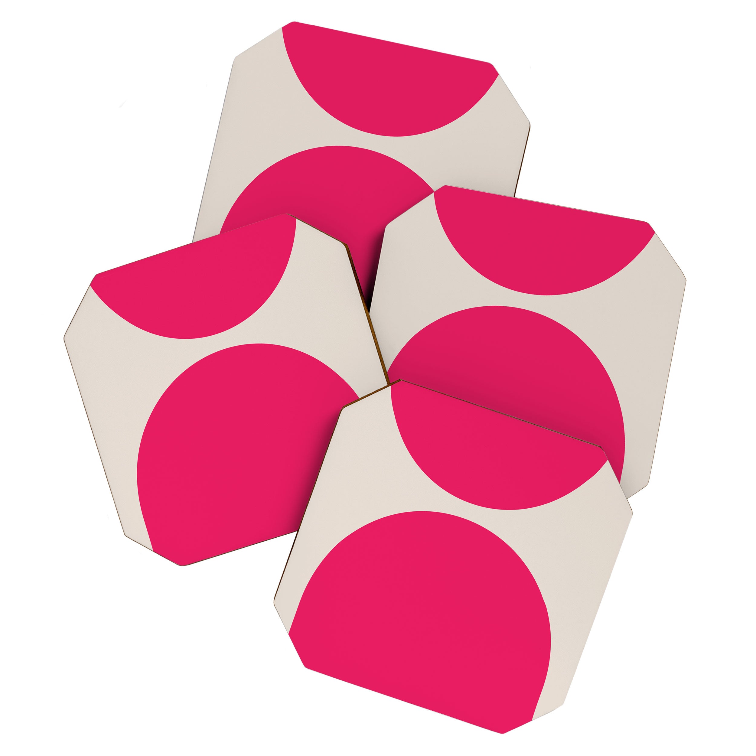 Mid-Century Modern Arches in Hot Pink Coaster Gallery Image 1
