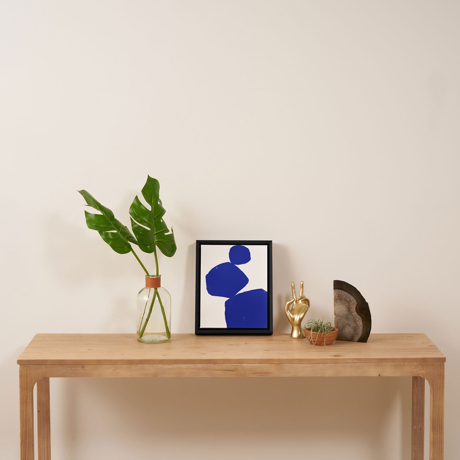 Minimalist Navy Blue Geometric Art Framed Canvas Print Gallery Image 4
