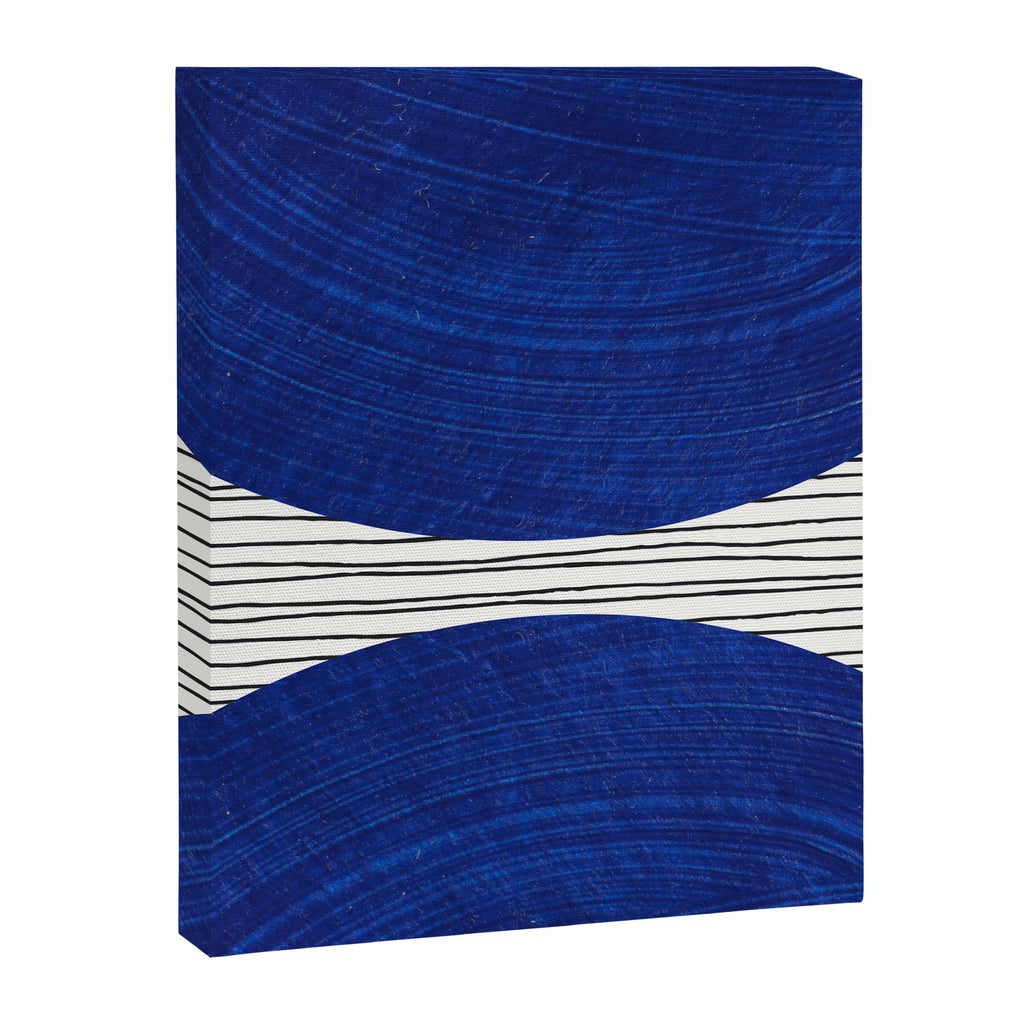 navy blue woodblock lines Canvas Print Gallery Image 8