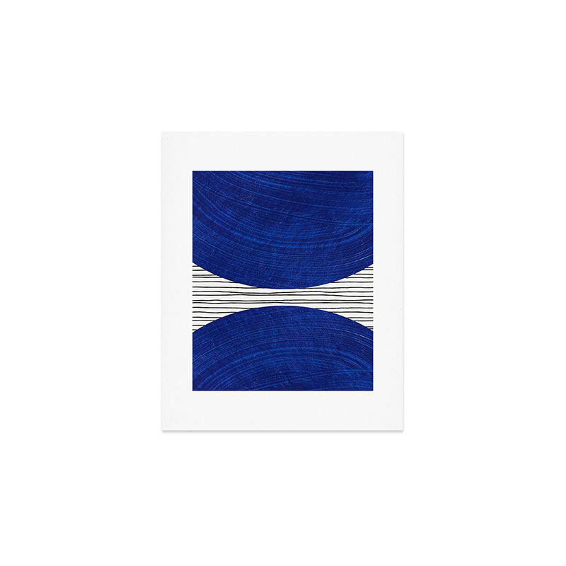 navy blue woodblock lines Art Print Gallery Image 1