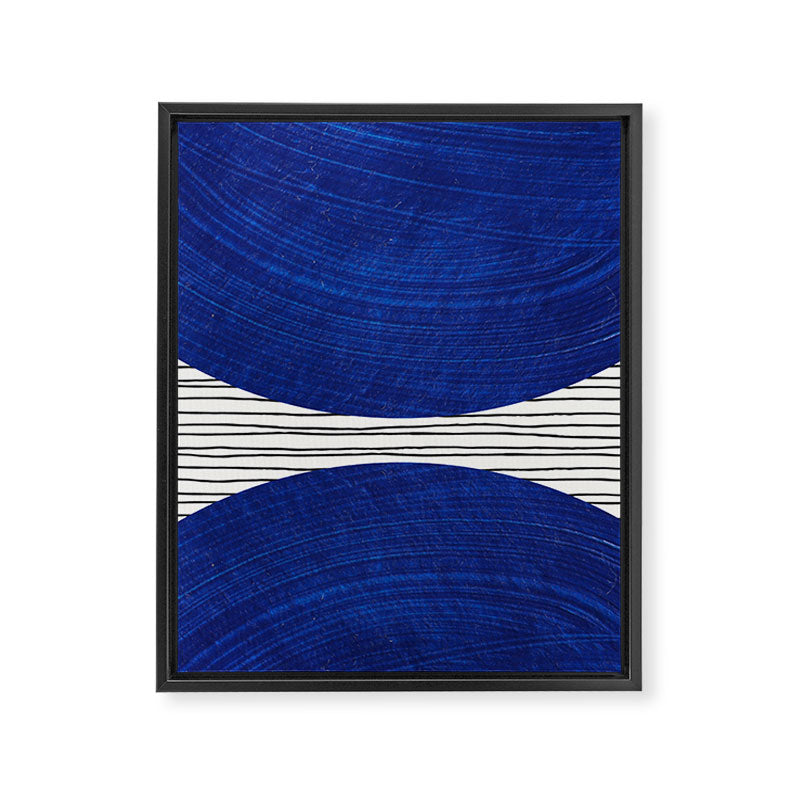 navy blue woodblock lines Framed Canvas Print Gallery Image 8