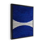 navy blue woodblock lines Framed Canvas Print Gallery Image 2