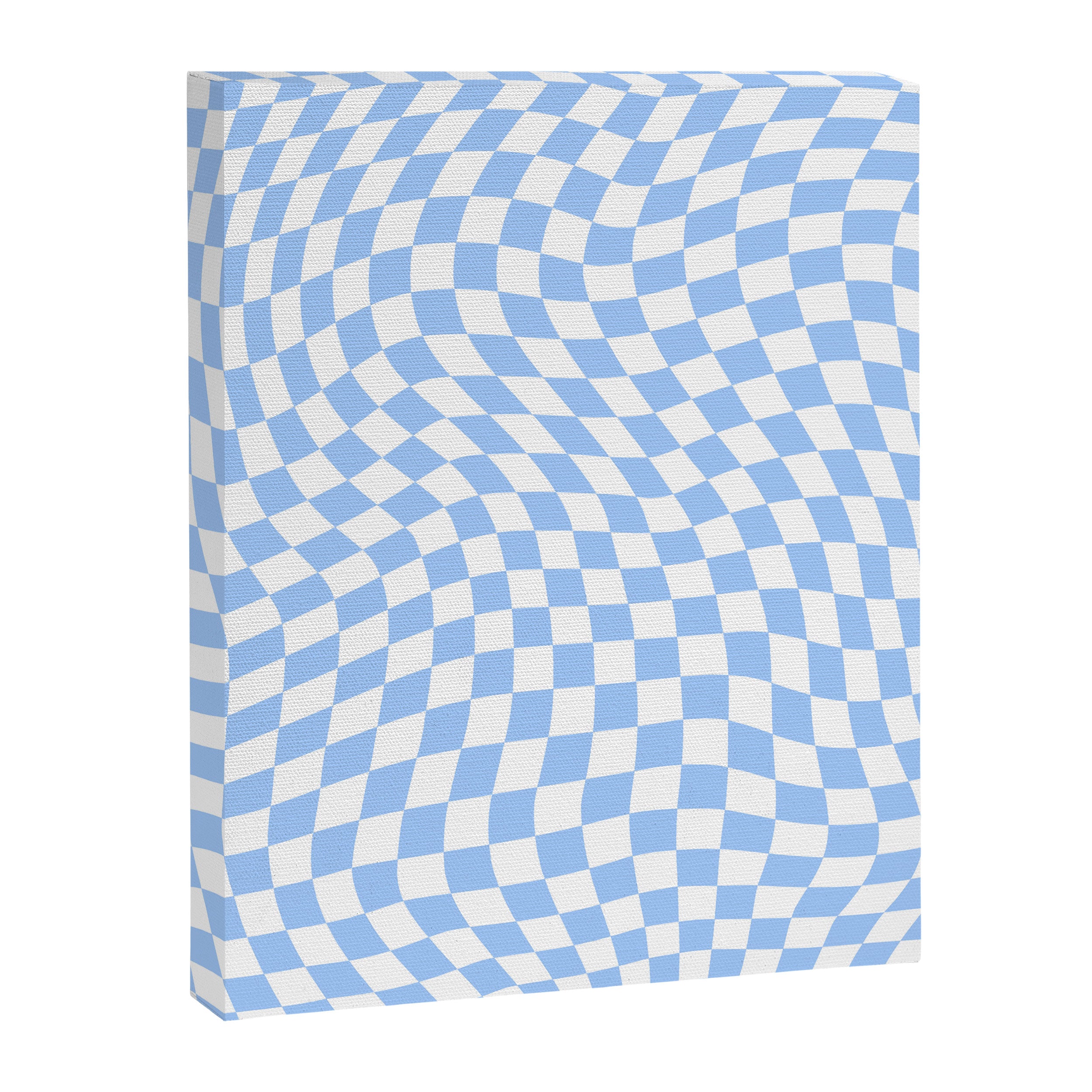 Pastel Blue Twisted Swirl Checkered Squares  Canvas Print Gallery Image 8