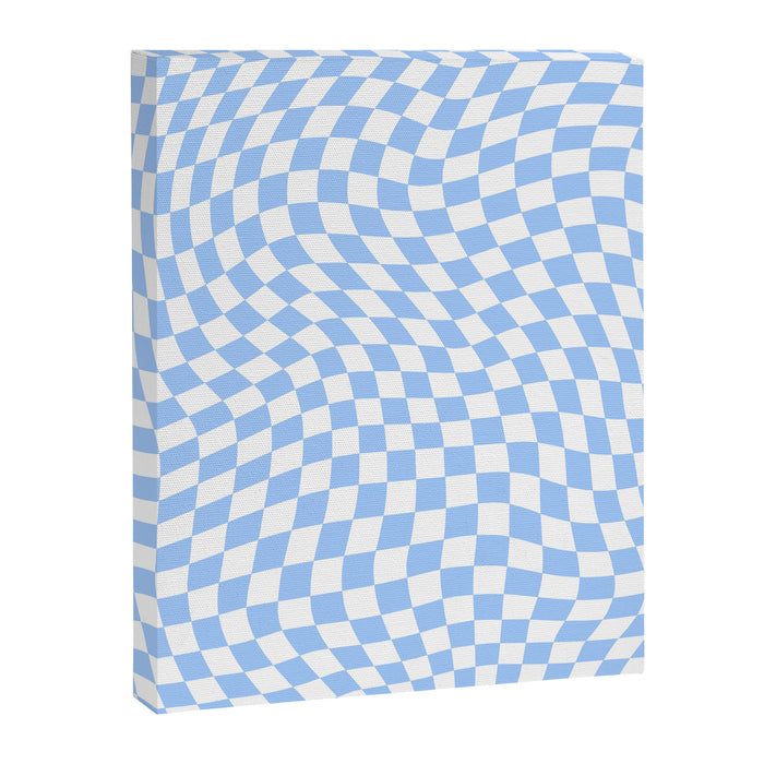 Pastel Blue Twisted Swirl Checkered Squares  Canvas Print Gallery Image 1