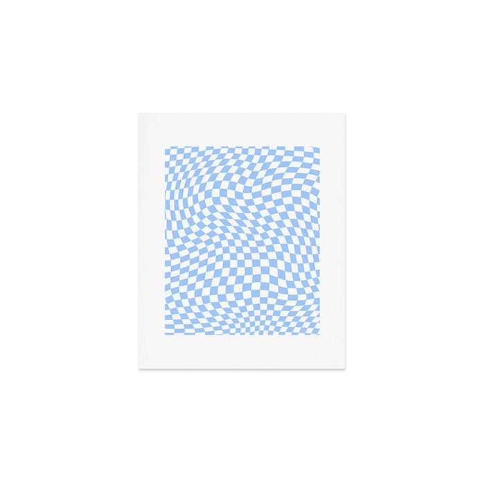 Pastel Blue Twisted Swirl Checkered Squares  Art Print Gallery Image 1