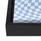 Pastel Blue Twisted Swirl Checkered Squares  Framed Canvas Print Gallery Image 3