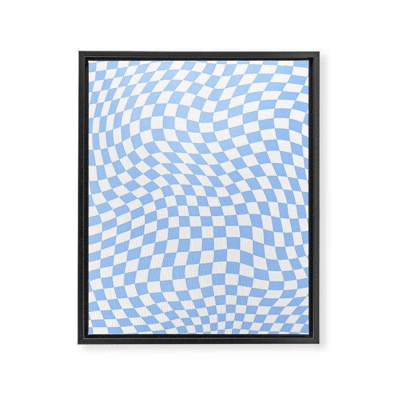 Pastel Blue Twisted Swirl Checkered Squares  Framed Canvas Print Gallery Image 8